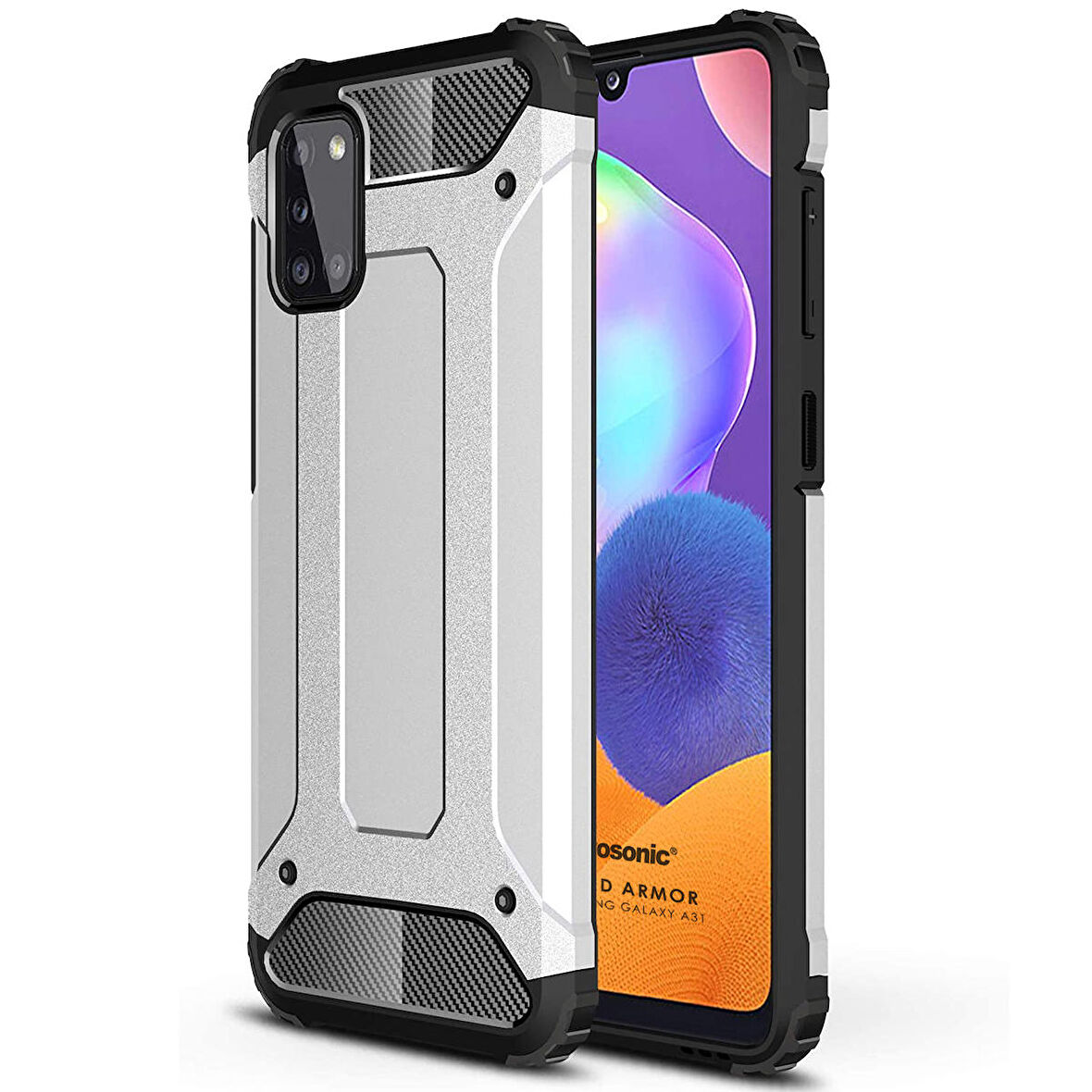 Microsonic Samsung Galaxy A31 Kılıf Rugged Armor Gümüş