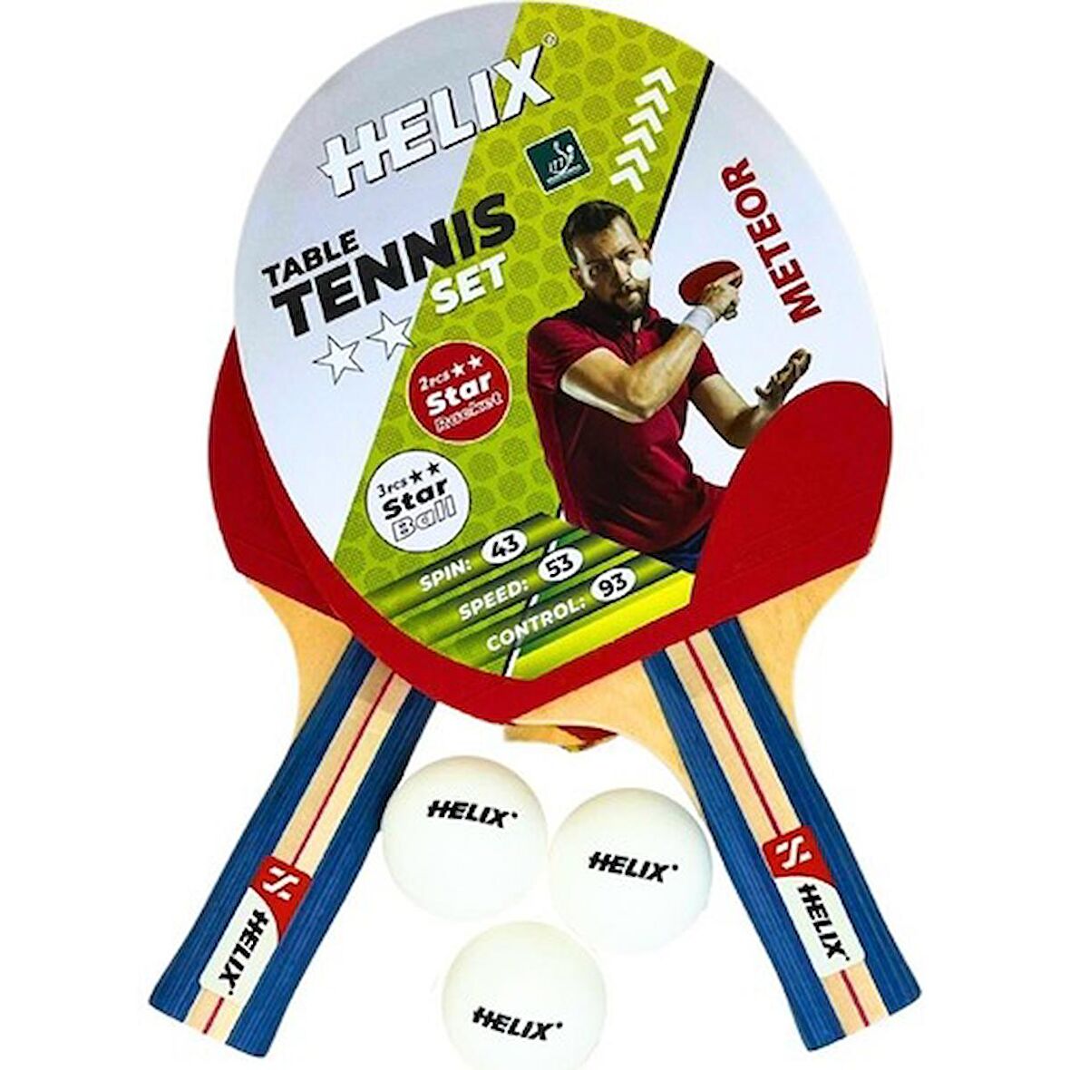 Helix Meteor 2 Yıldız Masa Tenis Raket Seti