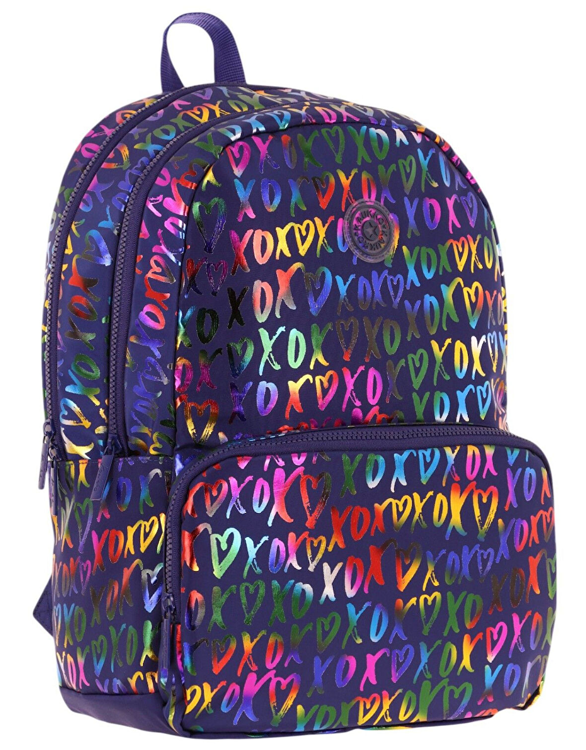 Kaukko Shine Üç Bölmeli Lacivert XOXO Desenli Sırt Çantası - K1779
