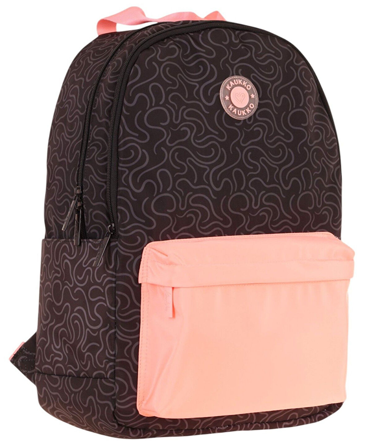 Kaukko Double Colors Üç Bölmeli Kız Çocuk Okul ve Günlük Sırt Çantası - Siyah Pembe - K1836