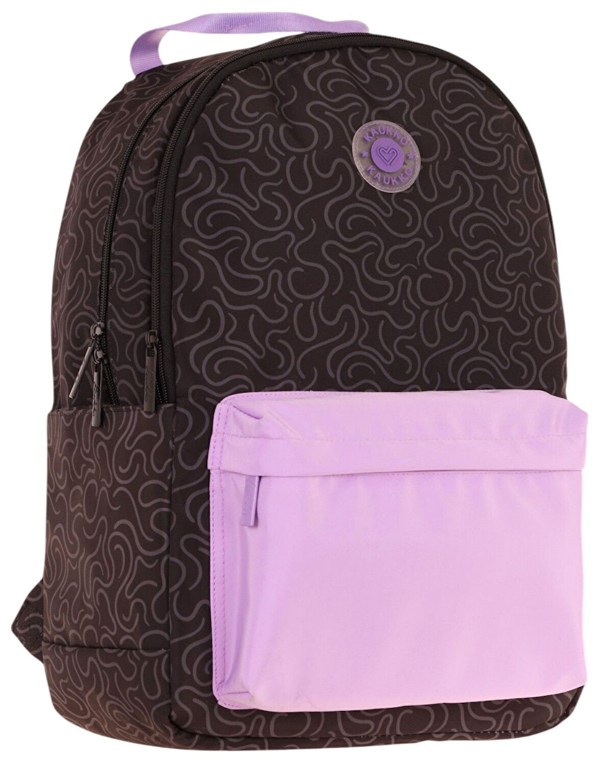 Kaukko Double Colors Üç Bölmeli Kız Çocuk Okul ve Günlük Sırt Çantası - Siyah Lila - K1840
