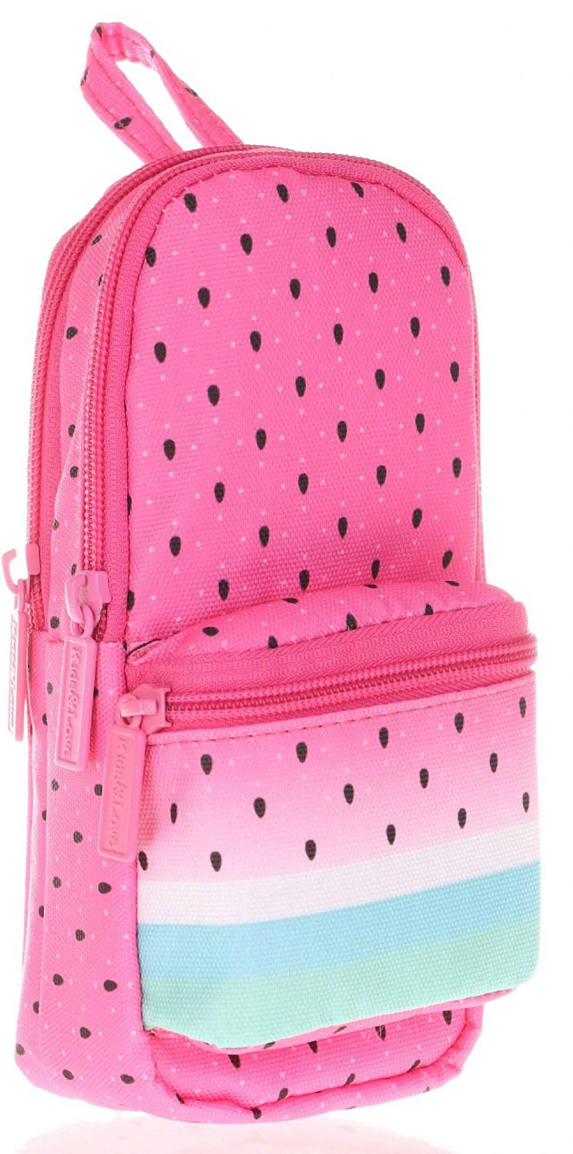 Kaukko Layer Üç Bölmeli Çanta Şekilli Kalemlik - Pembe Karpuz - Kız Çocuk