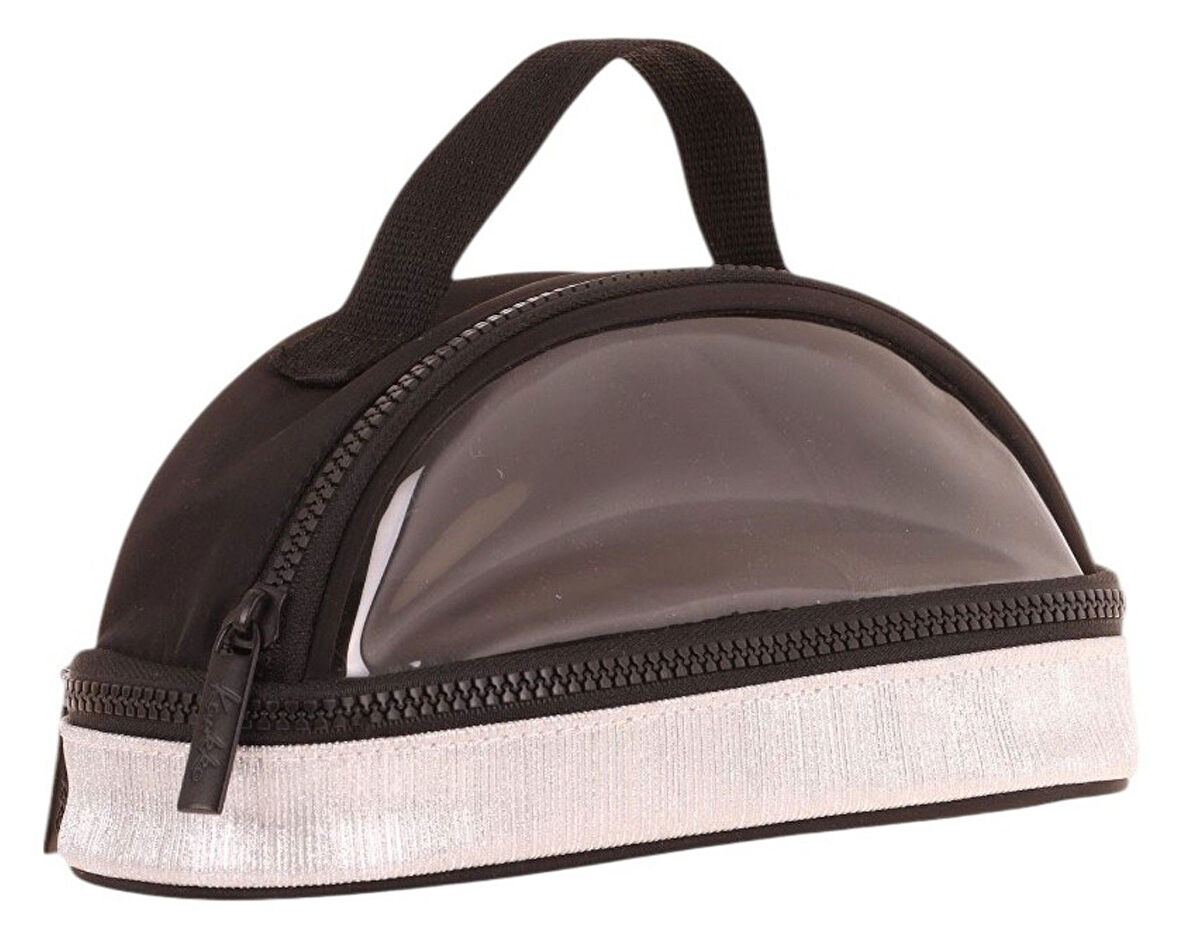 Kaukko Crescent Taşıma Saplı Kız Çocuk İki Gözlü Kalemlik - Siyah, Şeffaf Cepli - K2724