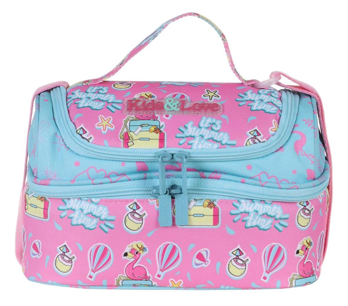 Kaukko Kids&Love Pembe-Mavi Flamingo Kız Çocuk Beslenme Çantası