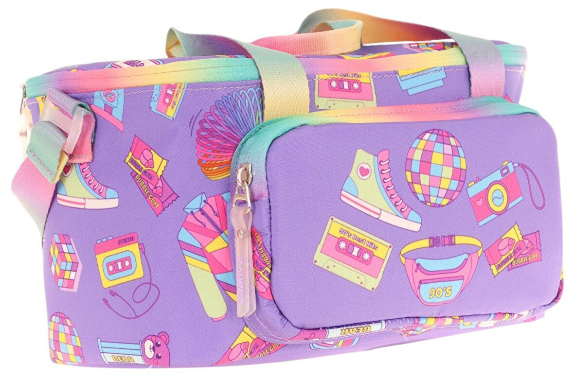 Kaukko Kids Thermo Isı Yalıtımlı Kız Çocuk Hobi Baskılı Mor Beslenme Çantası L7238 (İki Bölmeli)