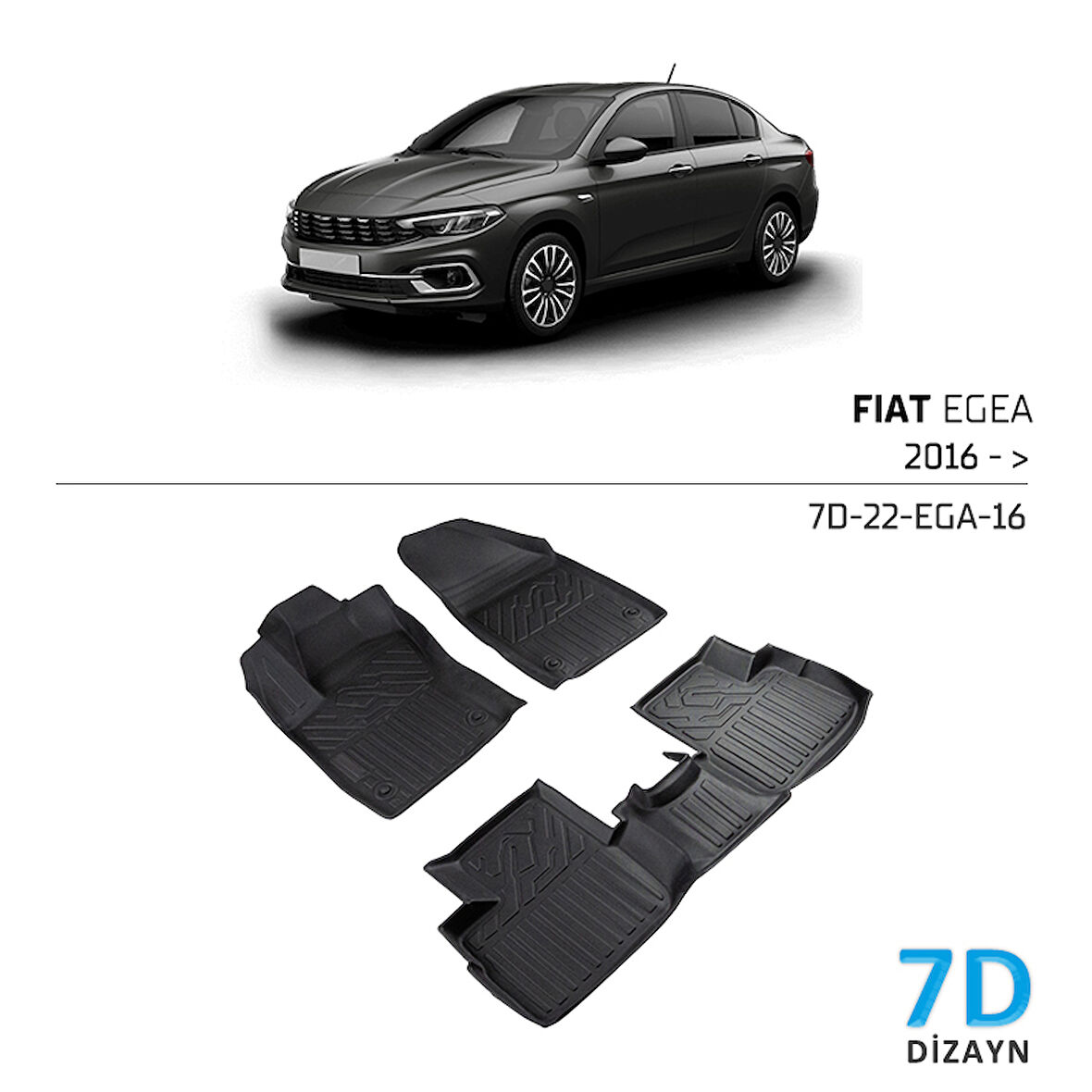 Fiat Egea 2016 ve Sonrası 7D Havuzlu Paspas