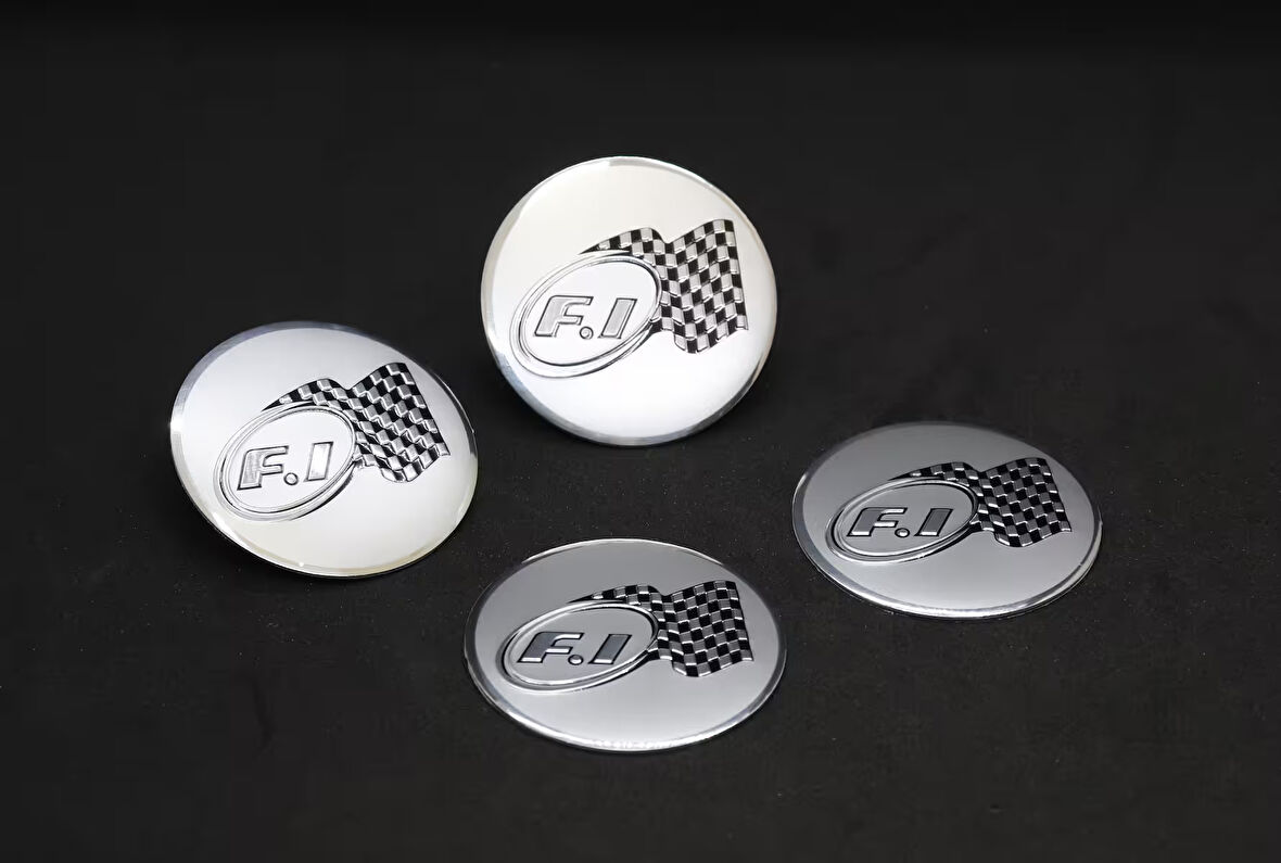 Jant Göbek Arma İthal Metal Sticker F1 Damalı Dizayn