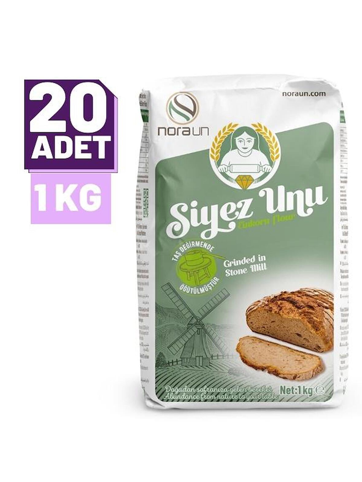 Taş Değirmen Siyez Unu 1 Kg 20 Adet (VEGAN)