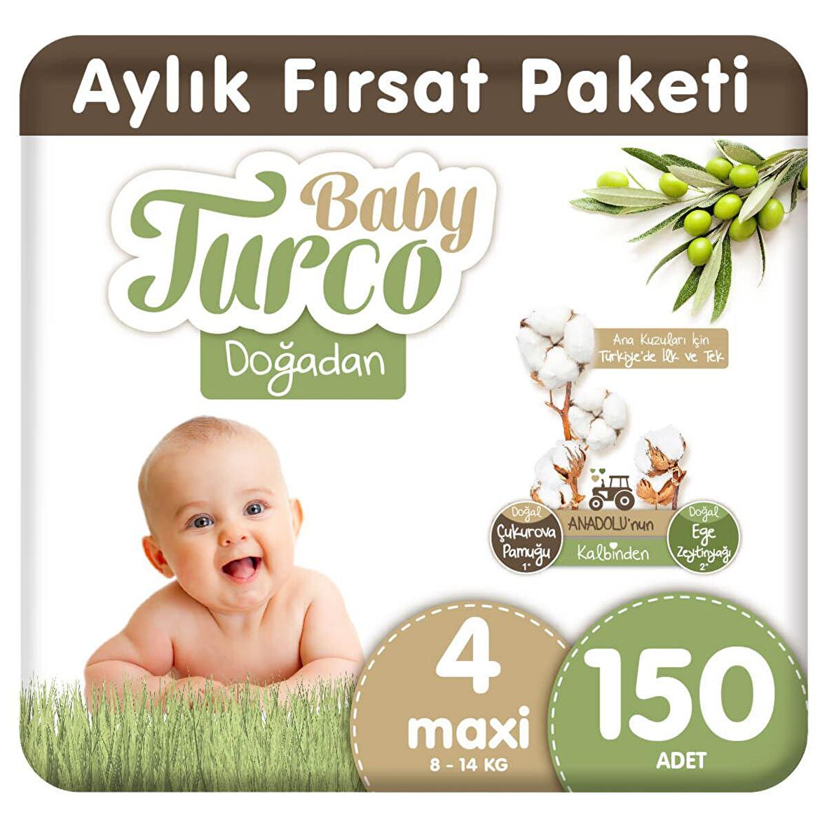 Baby Turco Doğadan 4 Numara Maxi 150'li Bel Bantlı Bez