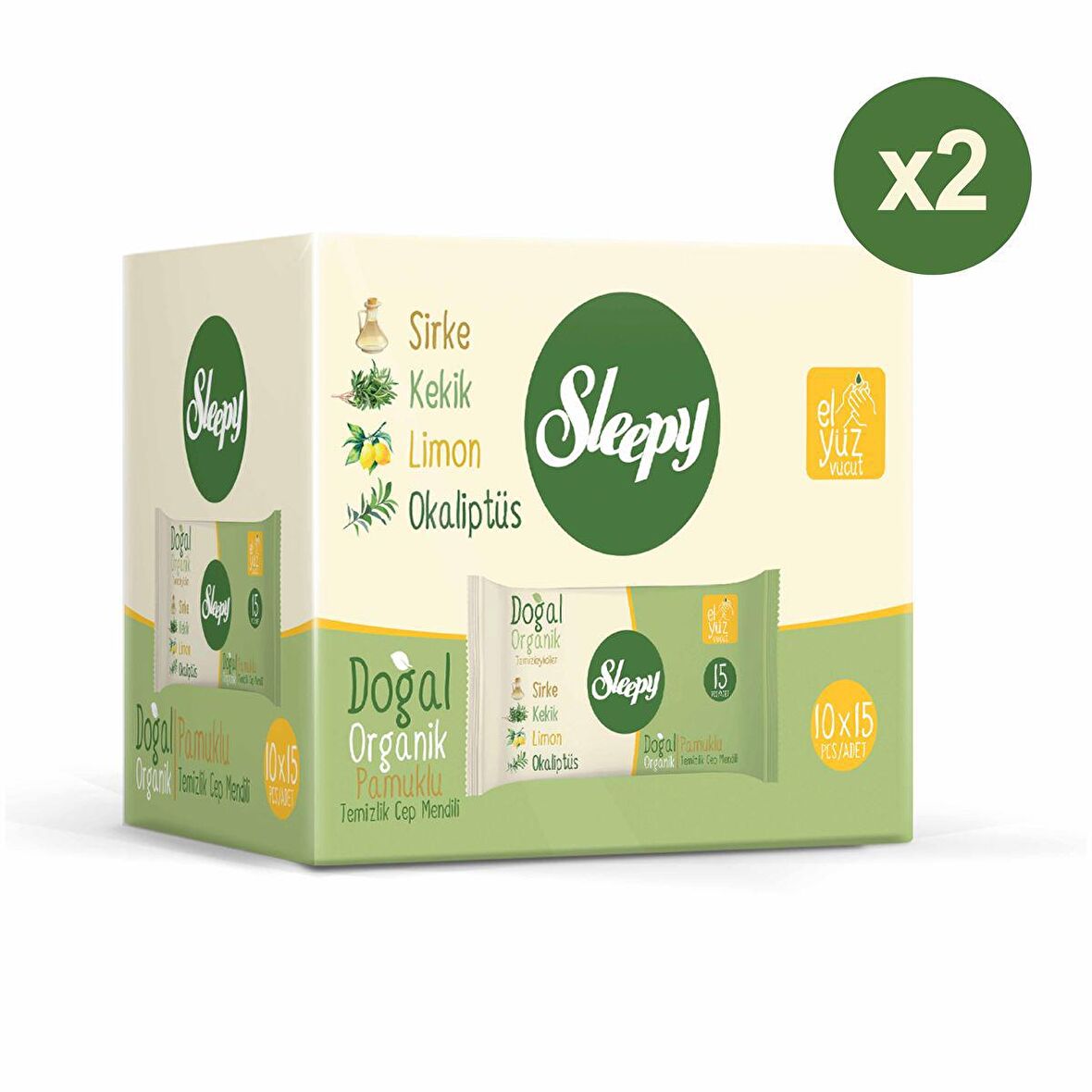 Sleepy Doğal Organik Pamuklu Cep Mendilli 300 Yaprak (20X15)