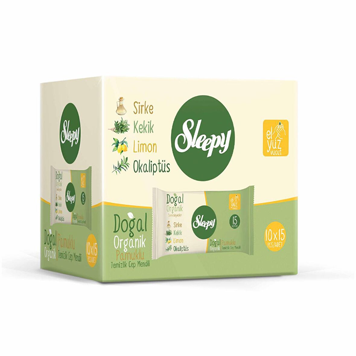 Sleepy Doğal Organik Pamuklu Cep Mendili 150 Yaprak (10X15)