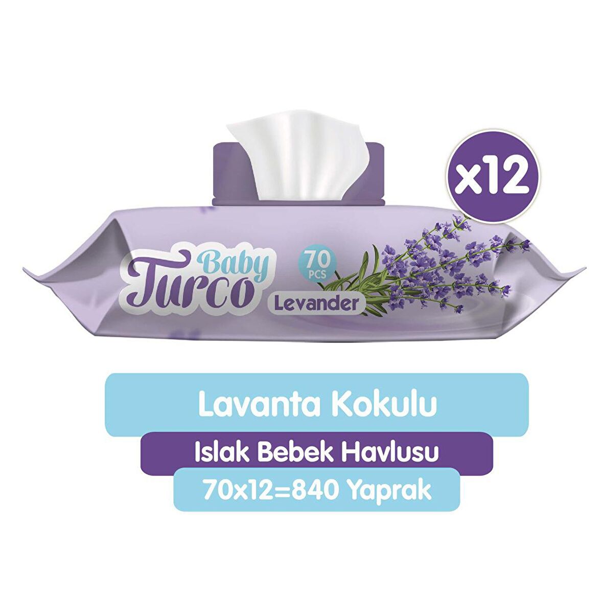 Baby Turco Lavanta Kokulu Islak Bebek Havlusu 12x70 Adet