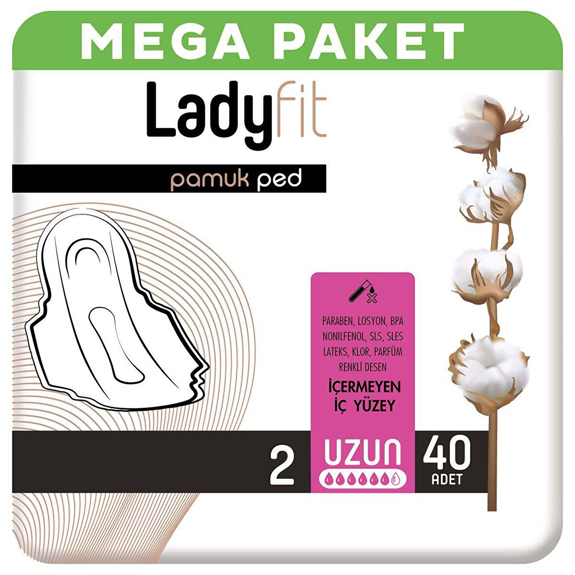 Lady Fit Uzun Hijyenik Ped 40 Adet