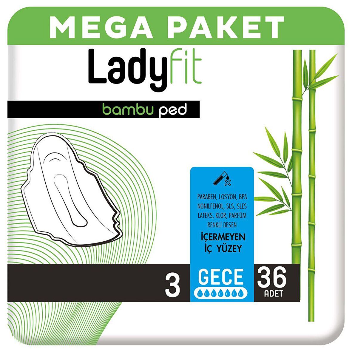 Lady Fit Bambu Gece Hijyenik Ped 36 Adet