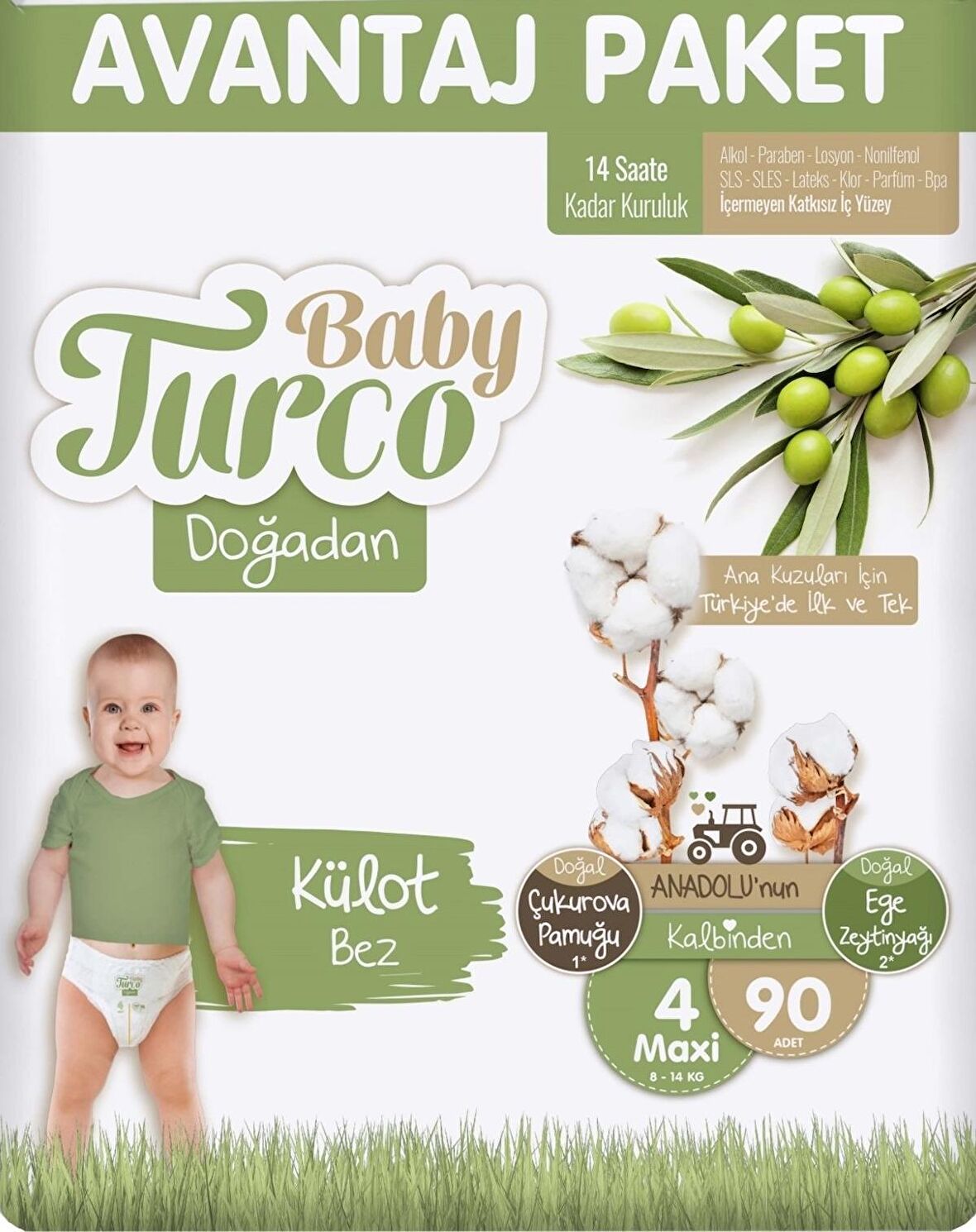 Baby Turco Doğadan 4 Numara Maxi 90'lı Külot Bez