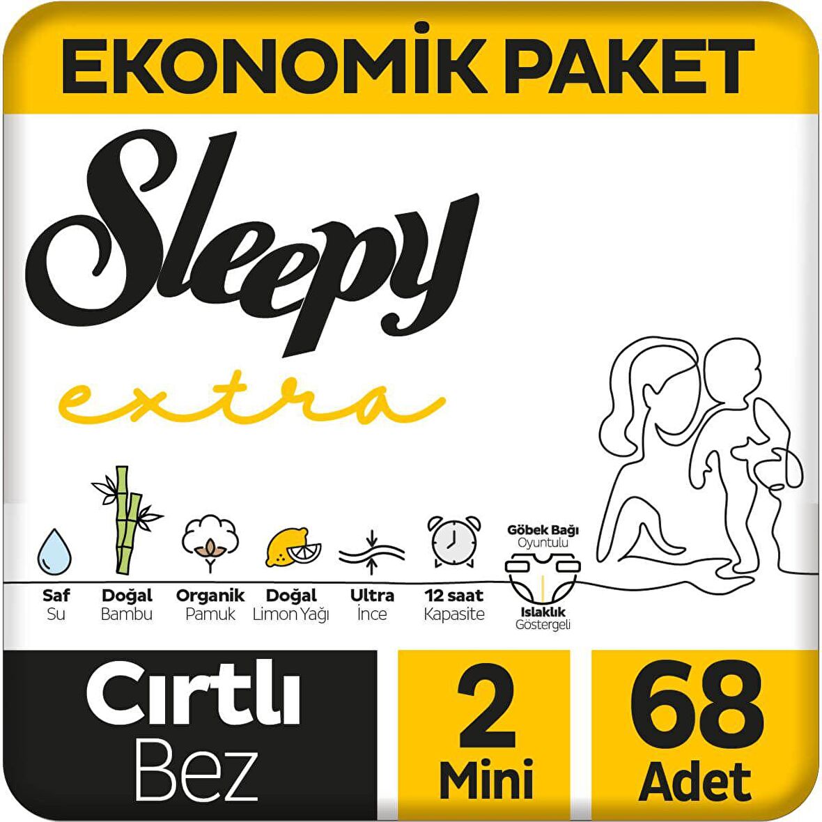 Sleepy Extra Bebek Bezi 2 Numara 68'li Ekonomik Paket 