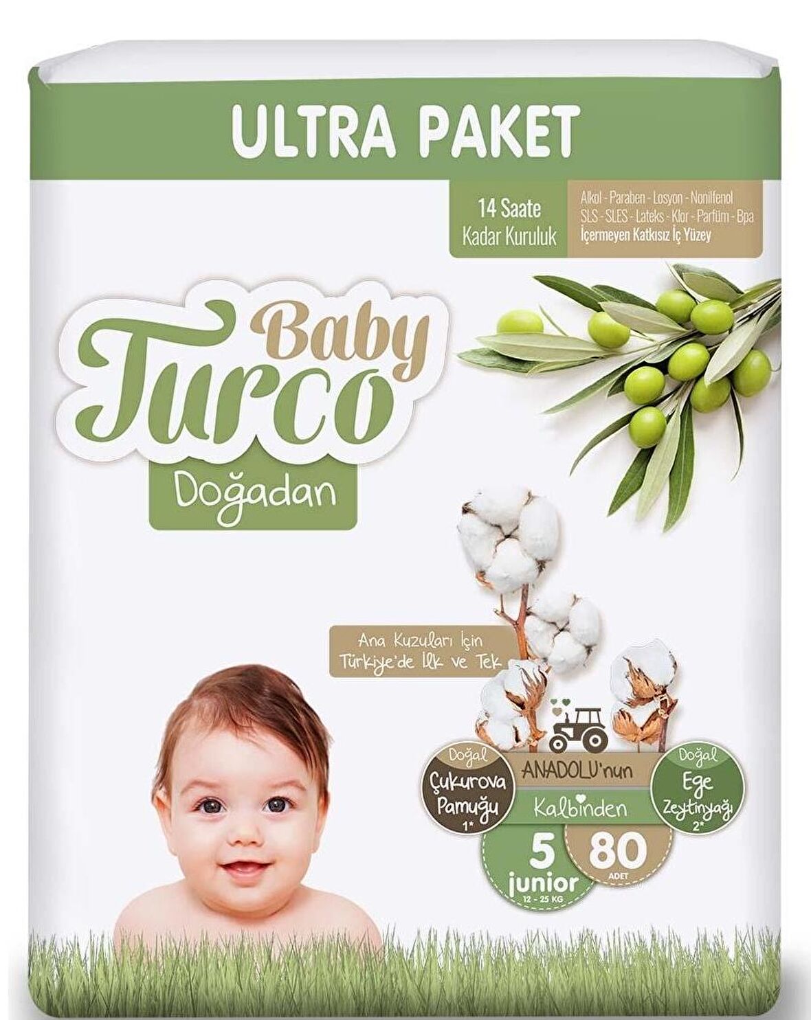 Baby Turco Doğadan 5 Numara Junior 80'li Bebek Bezi