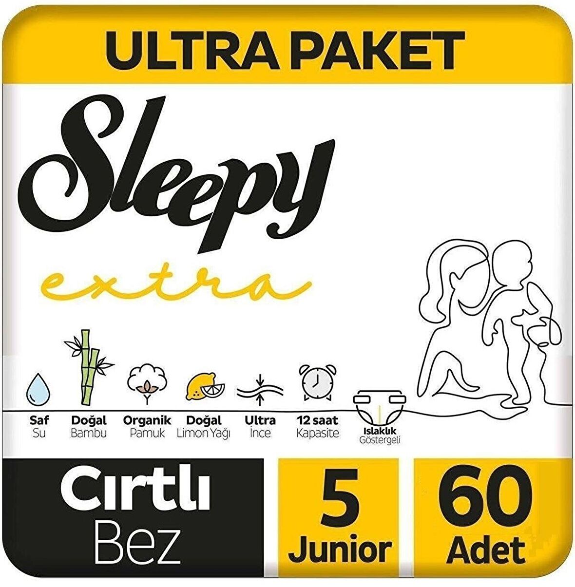 Sleepy Extra 5 Numara Junior 60'lı Cırtlı Bez