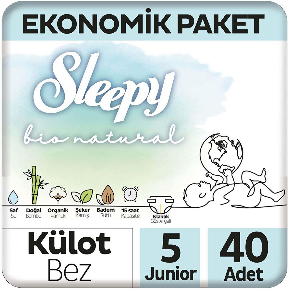 Sleepy Bio Natural 5 Numara Junior 40'lı Külot Bez
