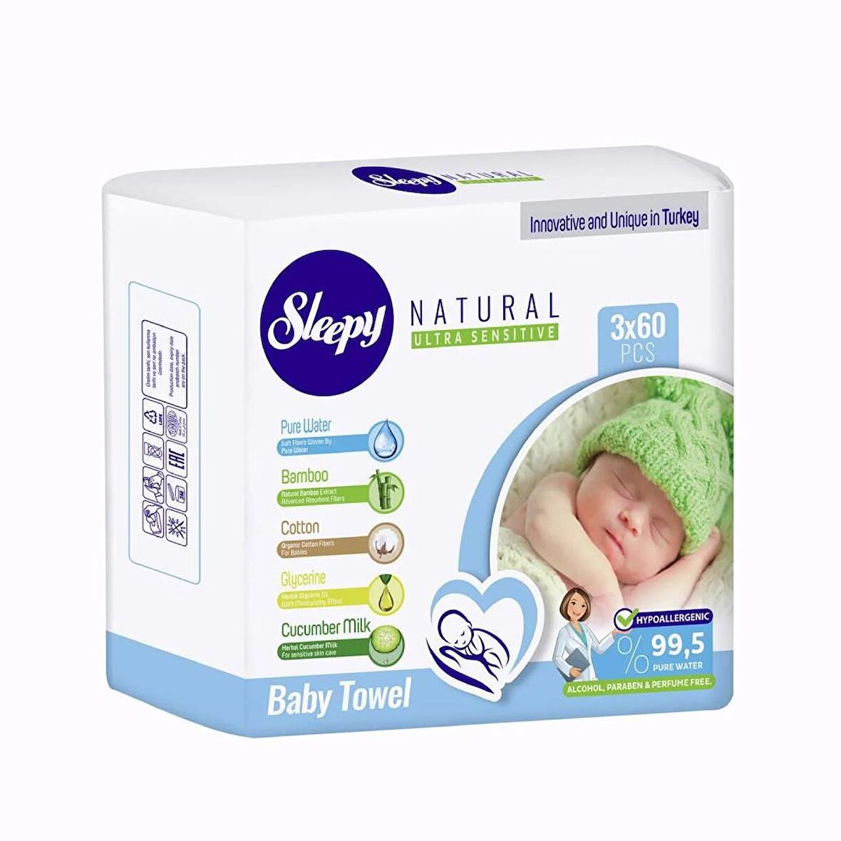 SLEEPY ISLAK HAVLU 3*60'LI Natural BEBEK