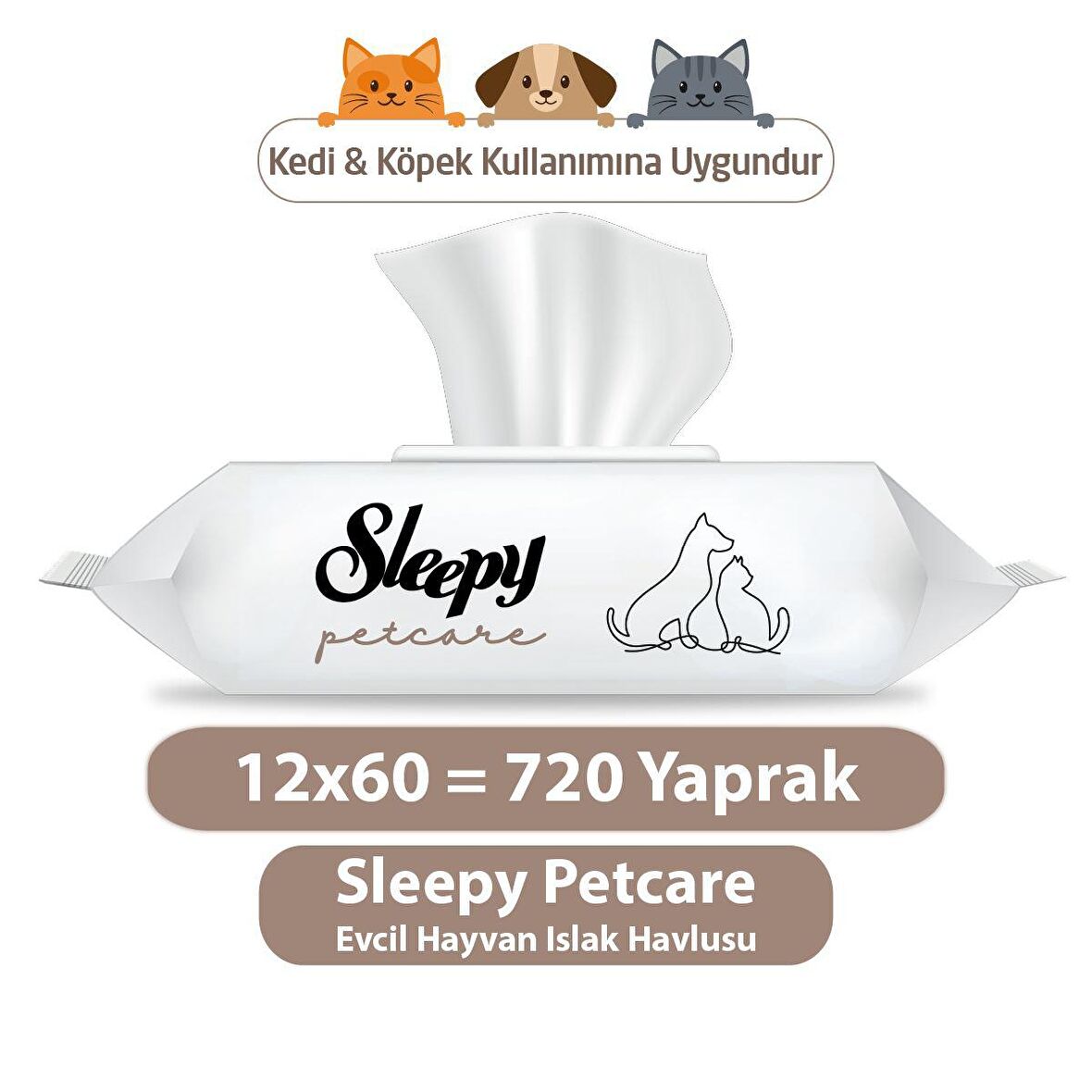 Sleepy Petcare Evcil Hayvan Islak Havlusu 12X60 Yaprak