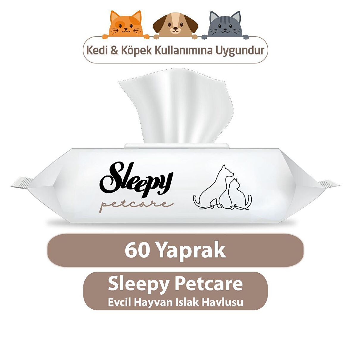 Sleepy Petcare Evcil Hayvan Islak Havlusu 60 Yaprak