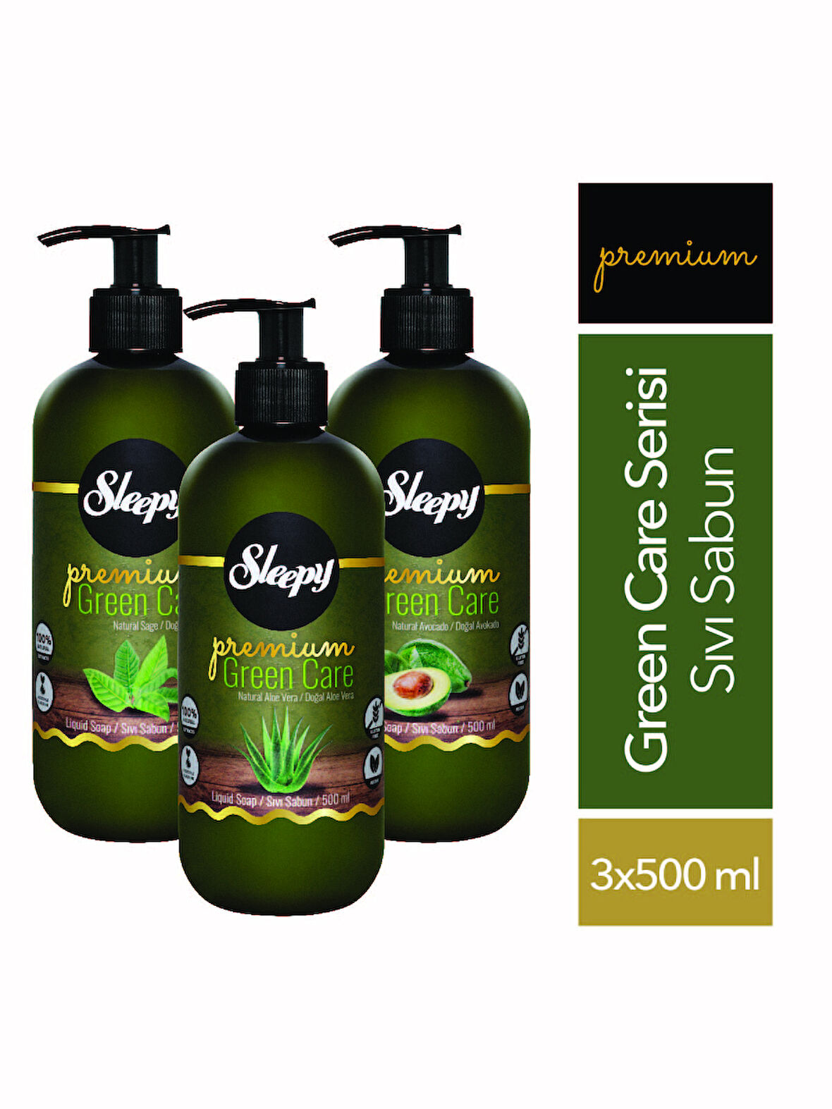 Sleepy Premium Green Care Serisi Sıvı Sabun 3x500 ml