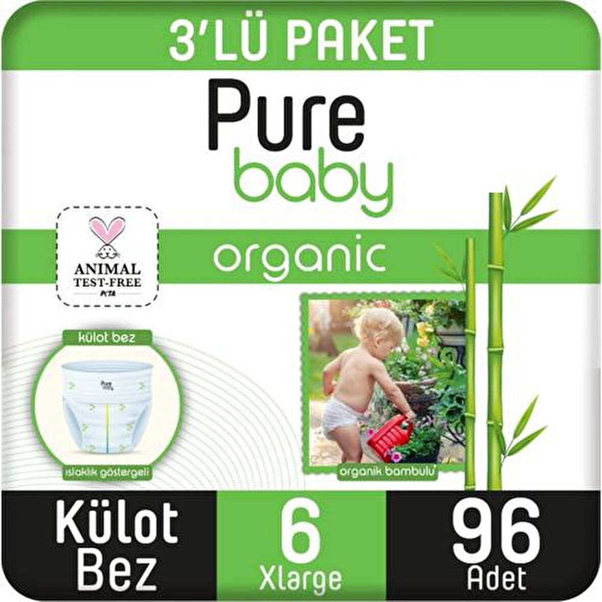 Pure Baby Organic 6 Numara X Large 96'lı Külot Bez