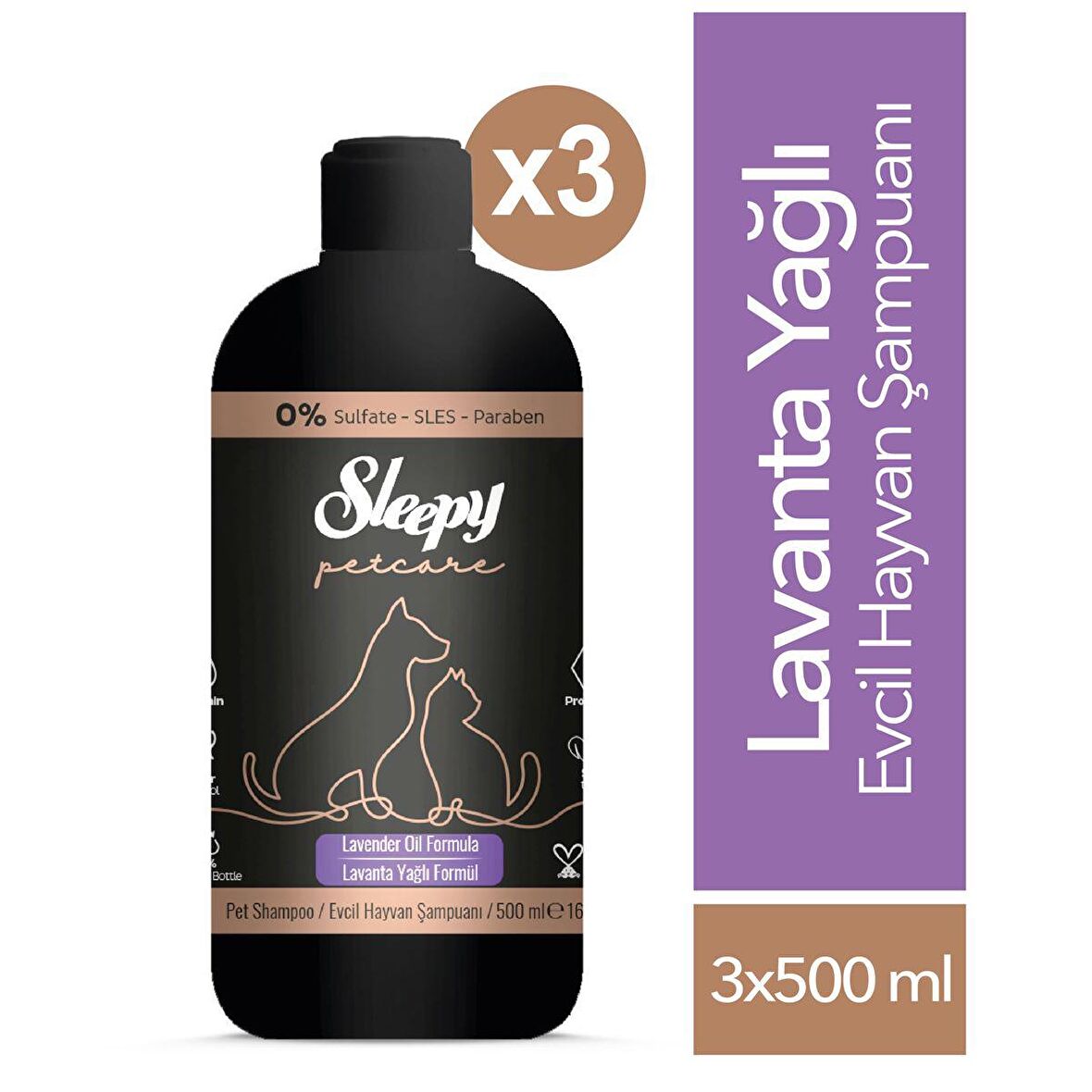 Sleepy Petcare Lavanta Yağlı Evcil Hayvan Şampuanı 3x500 ml