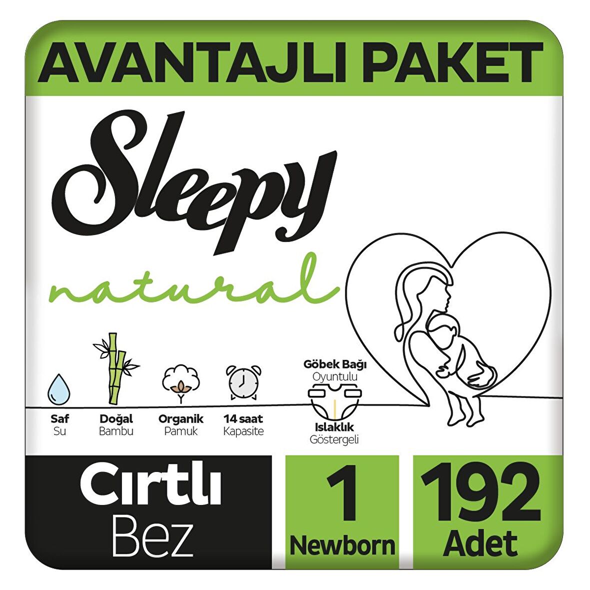 Sleepy Natural Avantajlı Paket Bebek Bezi 1 Numara Newborn 192'li