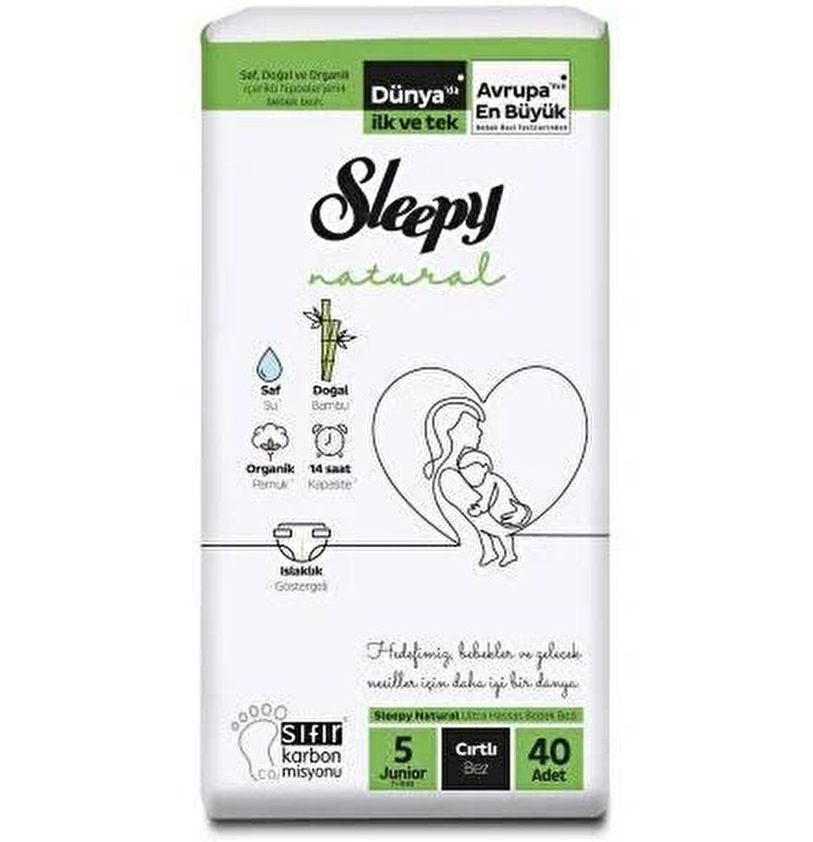 Sleepy Natural 5 Numara Junior 40'lı Cırtlı Bez