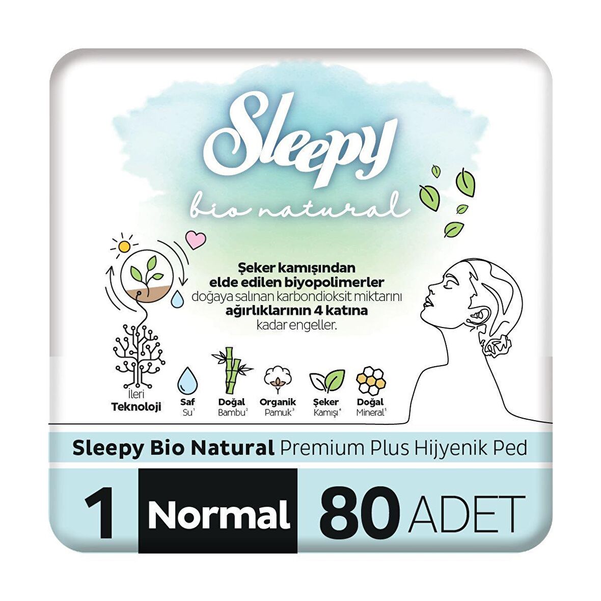 Sleepy Bio Natural Premium Plus 80'li Günlük Ped