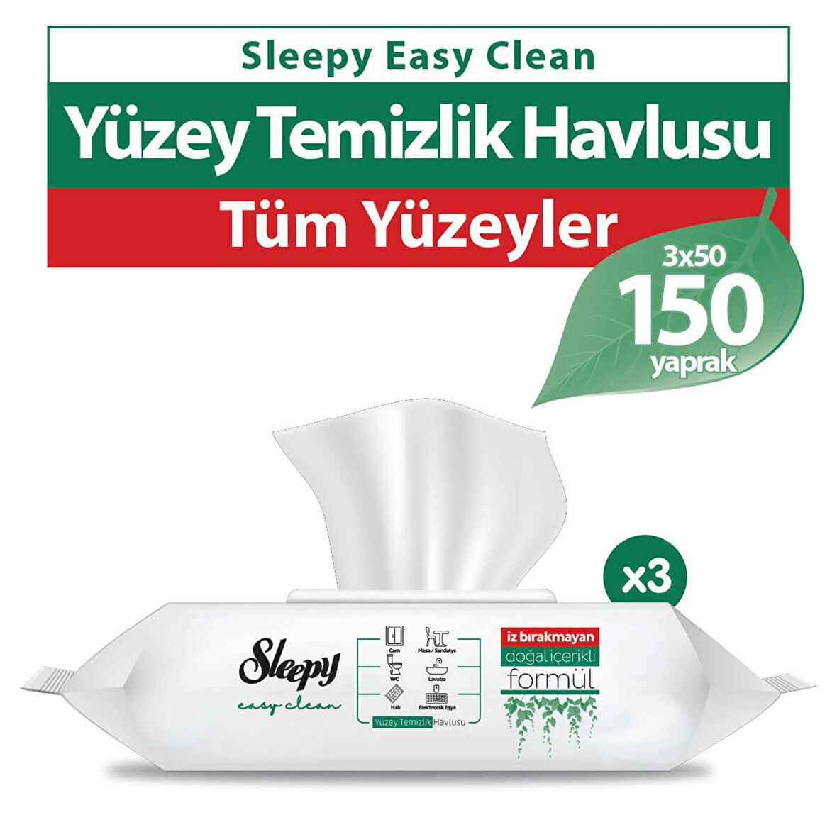 Sleepy Easy Clean Yüzey Temizlik Havlusu 3x50 (150 Yaprak)