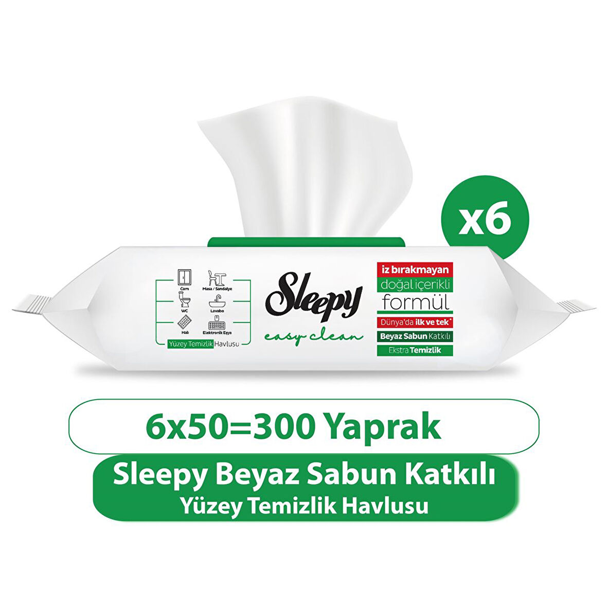 Sleepy Easy Clean Yüzey Temizlik Havlusu 6X50 (300 Yaprak)