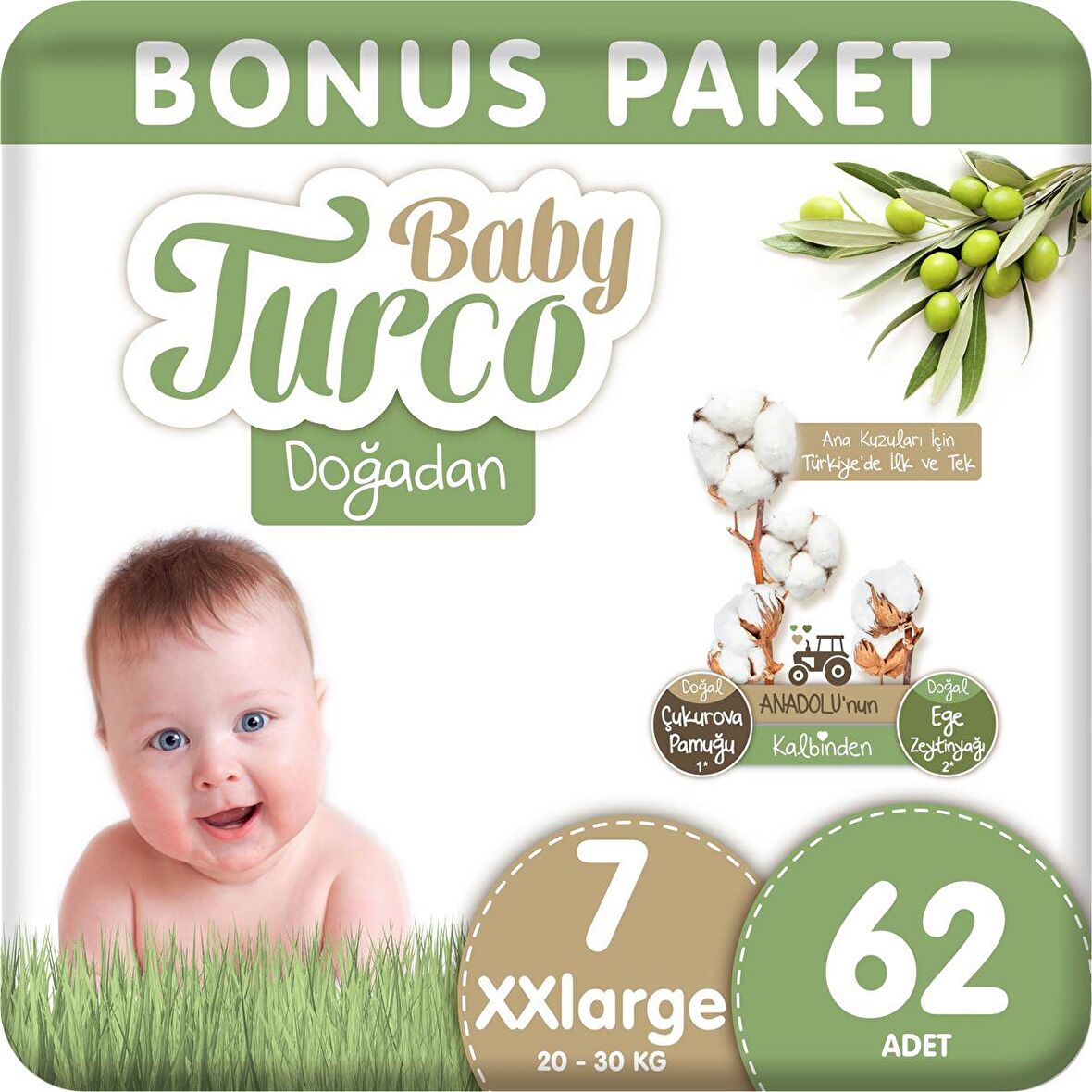 Baby Turco Doğadan 7 Numara XX Large 62'li Bel Bantlı Bez