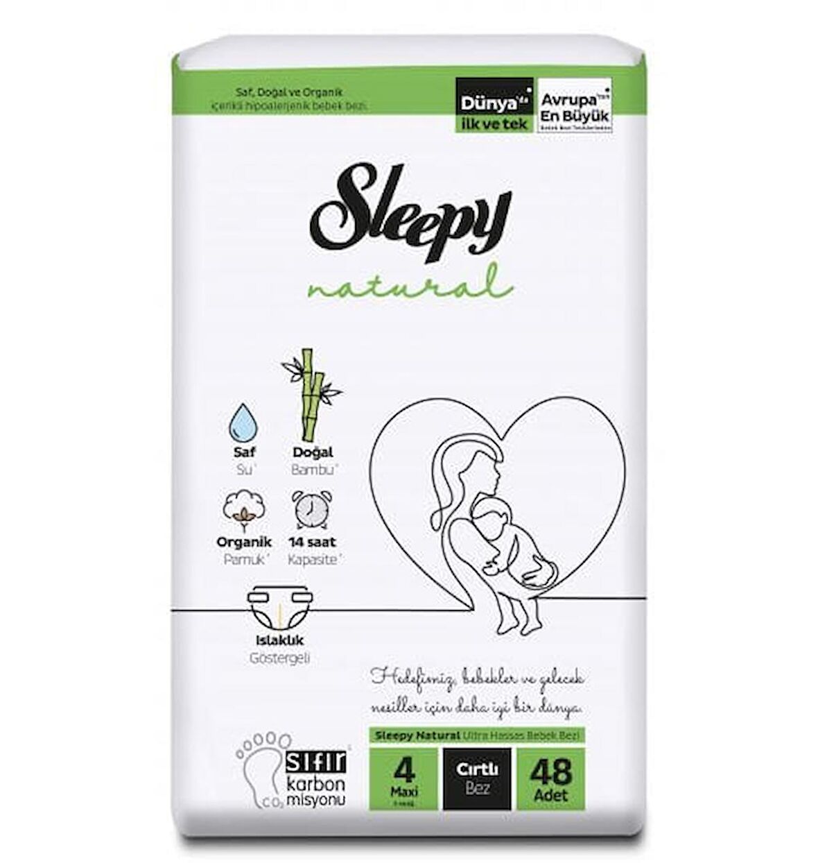 Sleepy Natural 4 Numara Maxi 48'li Cırtlı Bez
