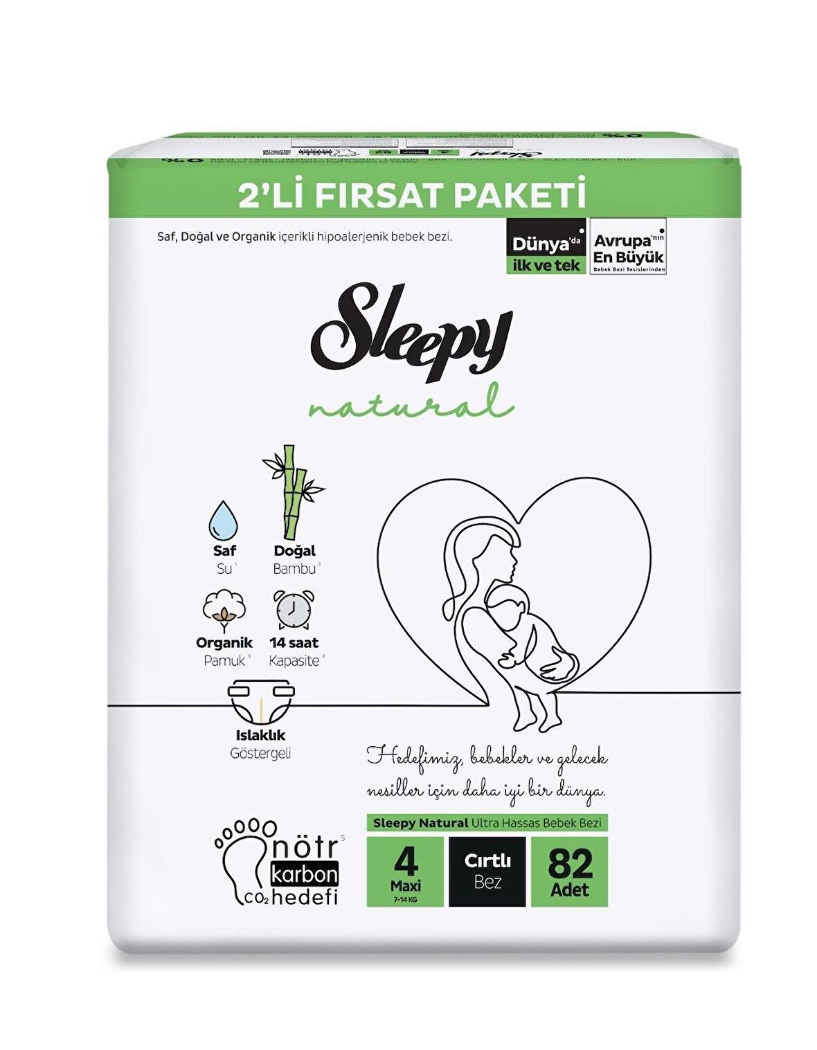 Sleepy Natural 4 Numara Maxi 82'li Cırtlı Bez