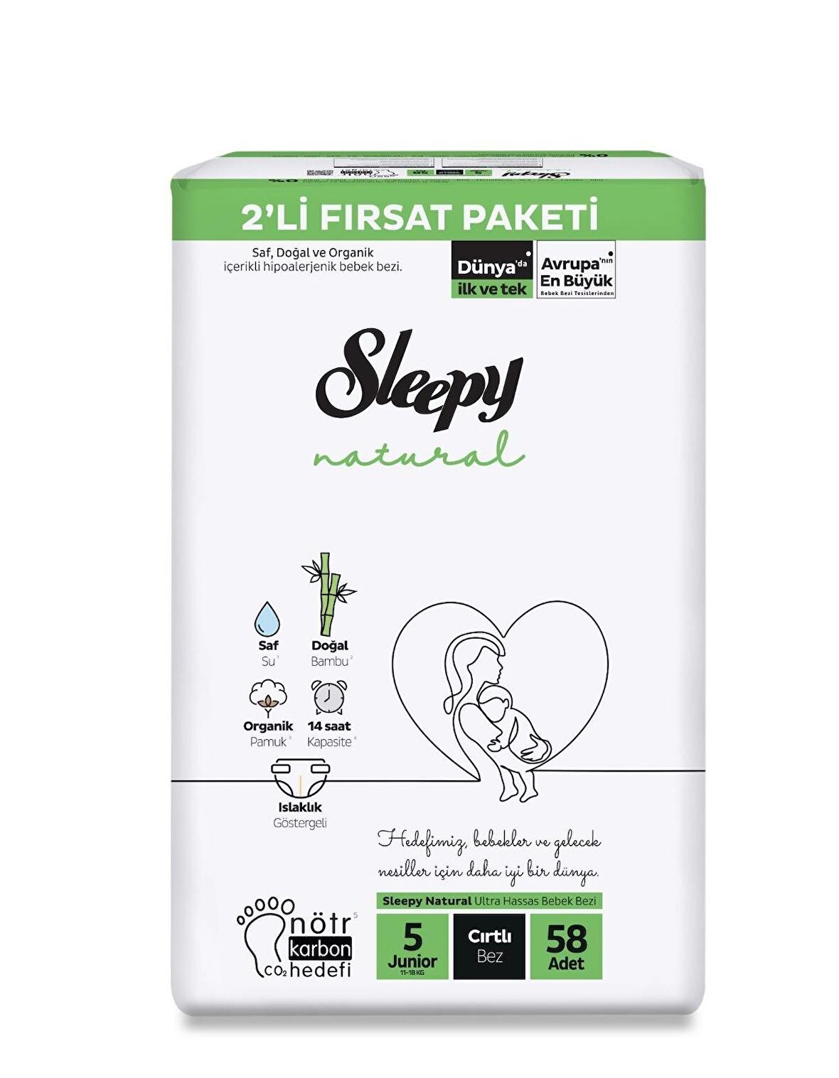 Sleepy Natural 5 Numara Junior 58'li Cırtlı Bez