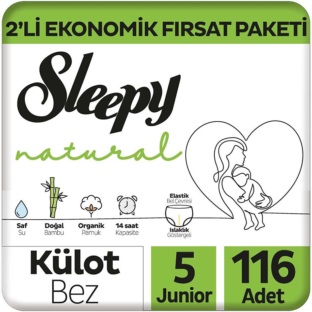 Sleepy Natural 5 Numara Junior 116'lı Külot Bez