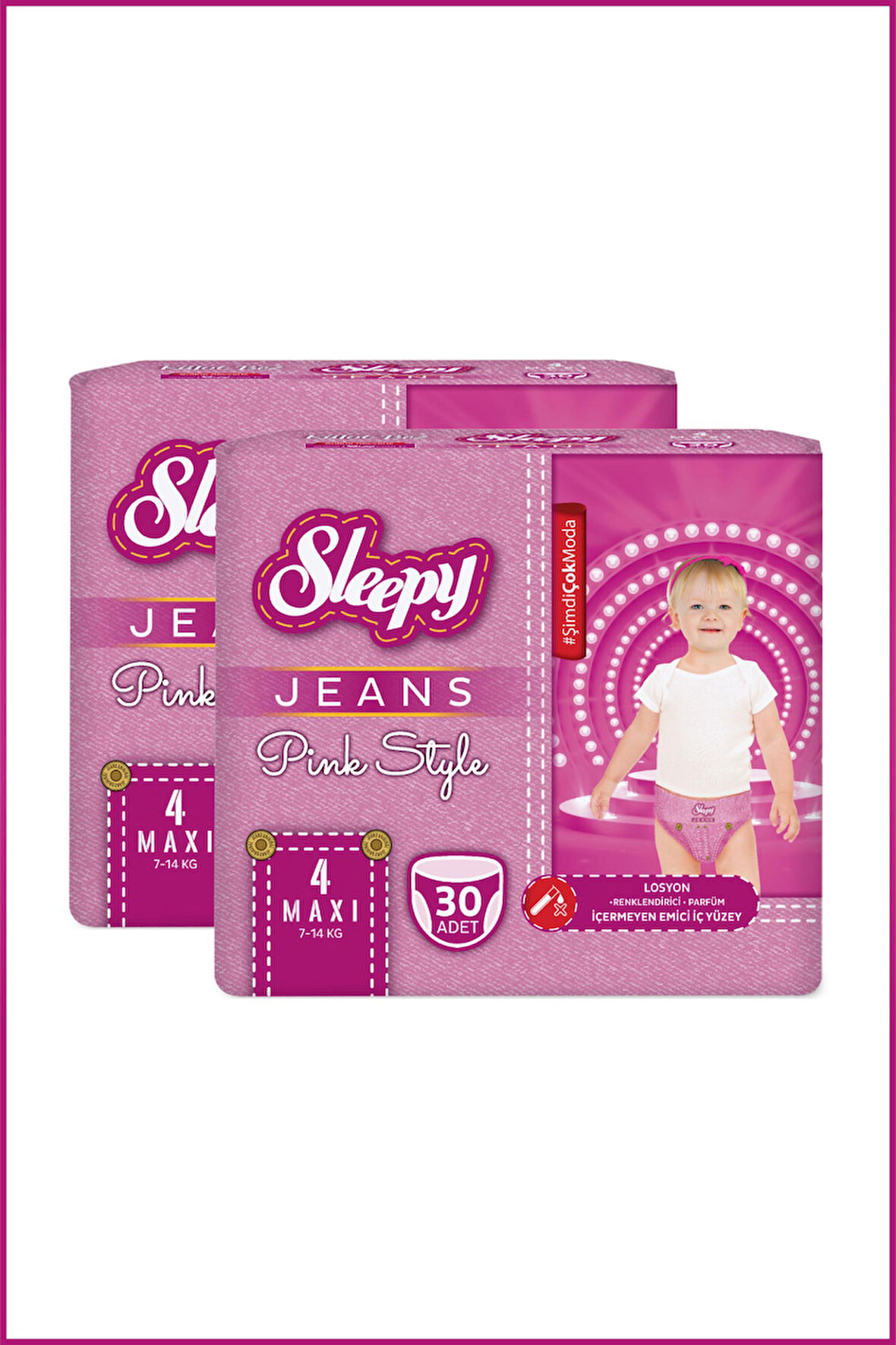 Sleepy Pink Jeans Külot Bez 4 Numara Maxi 2'li Jumbo 60 Adet
