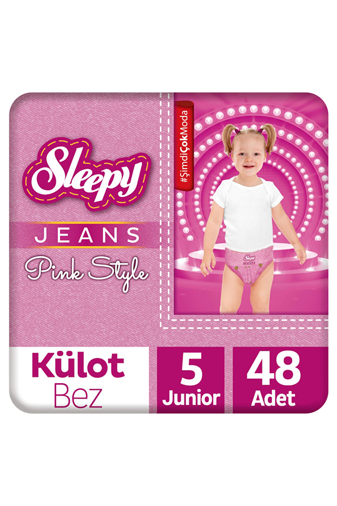 Sleepy Pink Jeans Külot Bez 5 Numara Junior 2'li Jumbo 48 Adet