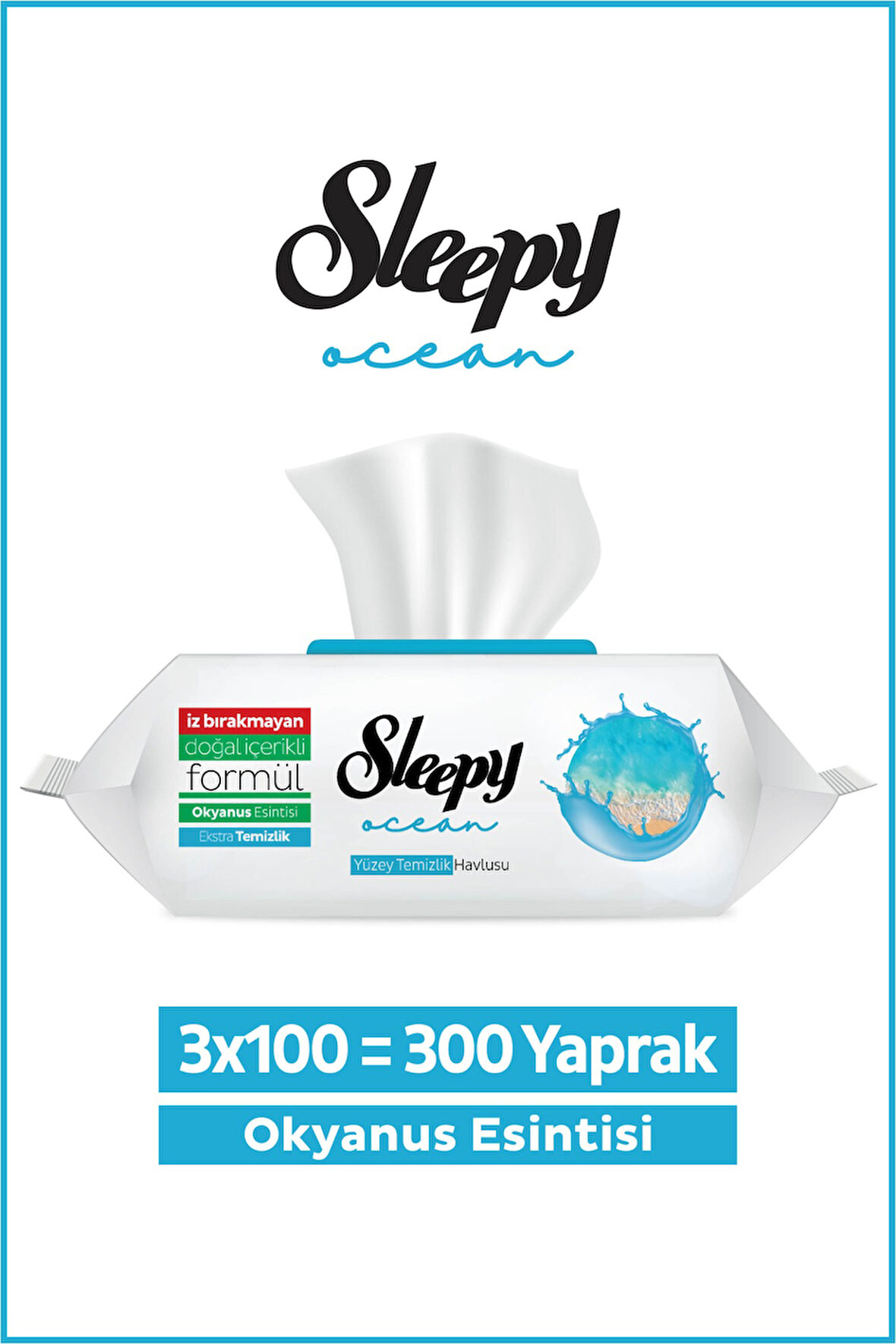 Sleepy Ocean Yüzey Temizlik Havlusu&Mendili Okyanus Ferahlığı 3x100 (300 Yaprak)