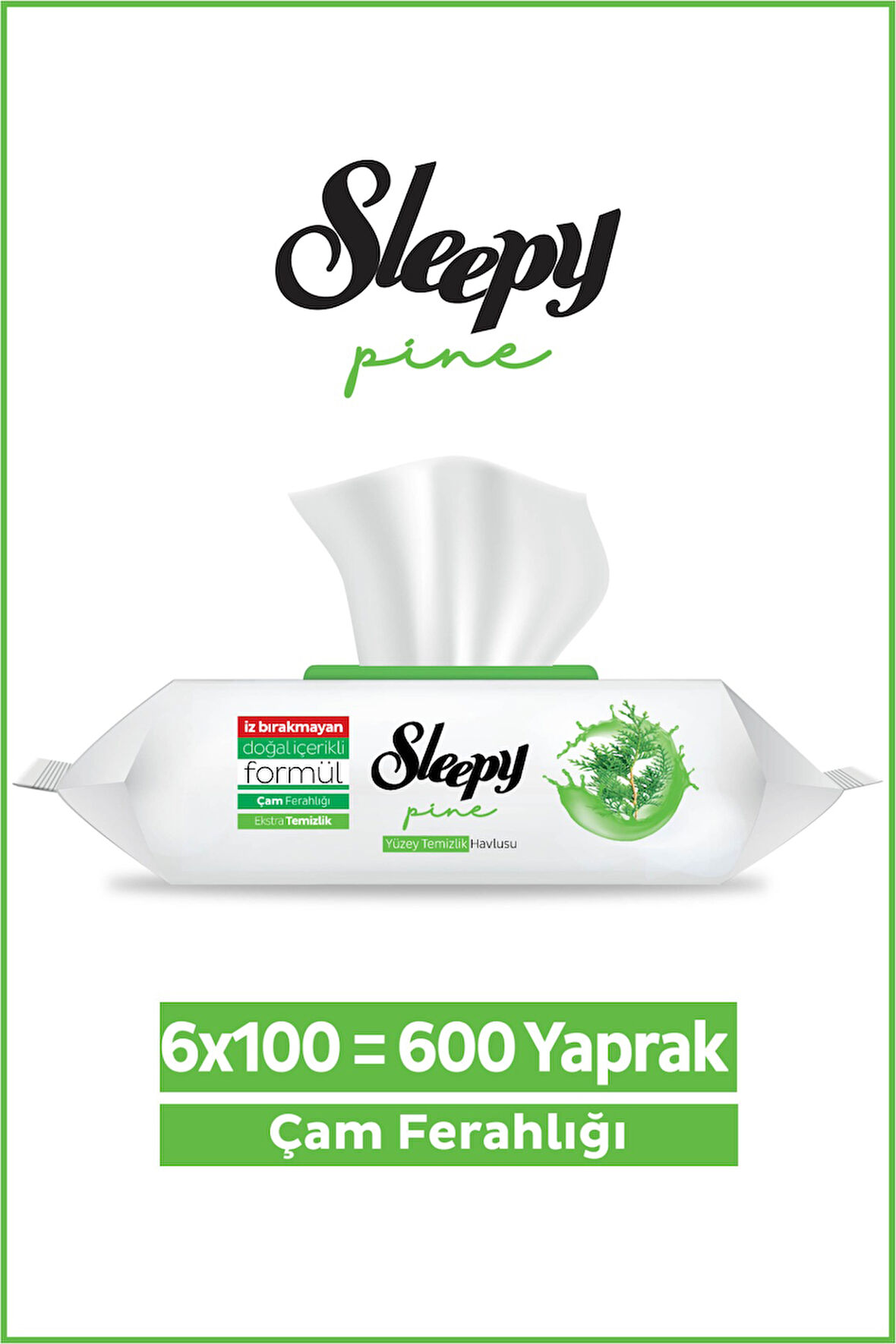 Sleepy Pine Yüzey Temizlik Havlusu&Mendili Çam Ferahlığı 6x100 (600 Yaprak)