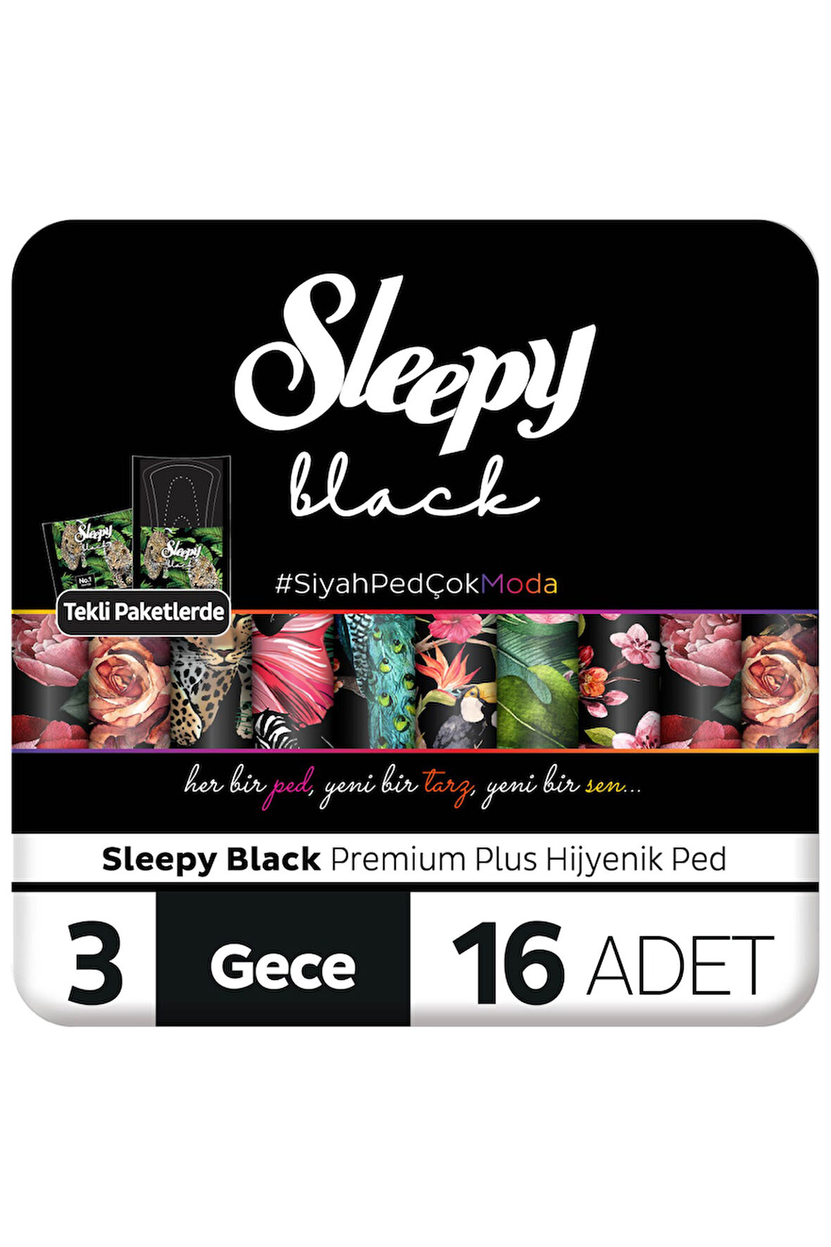 Sleepy Black Premium Plus Hijyenik Ped Gece 16 Adet