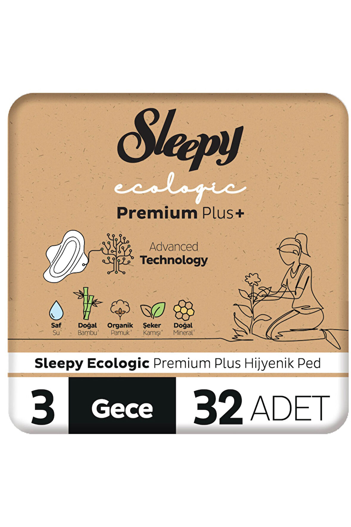 Sleepy Ecologic Premium Plus Hijyenik Ped Gece 32 Adet