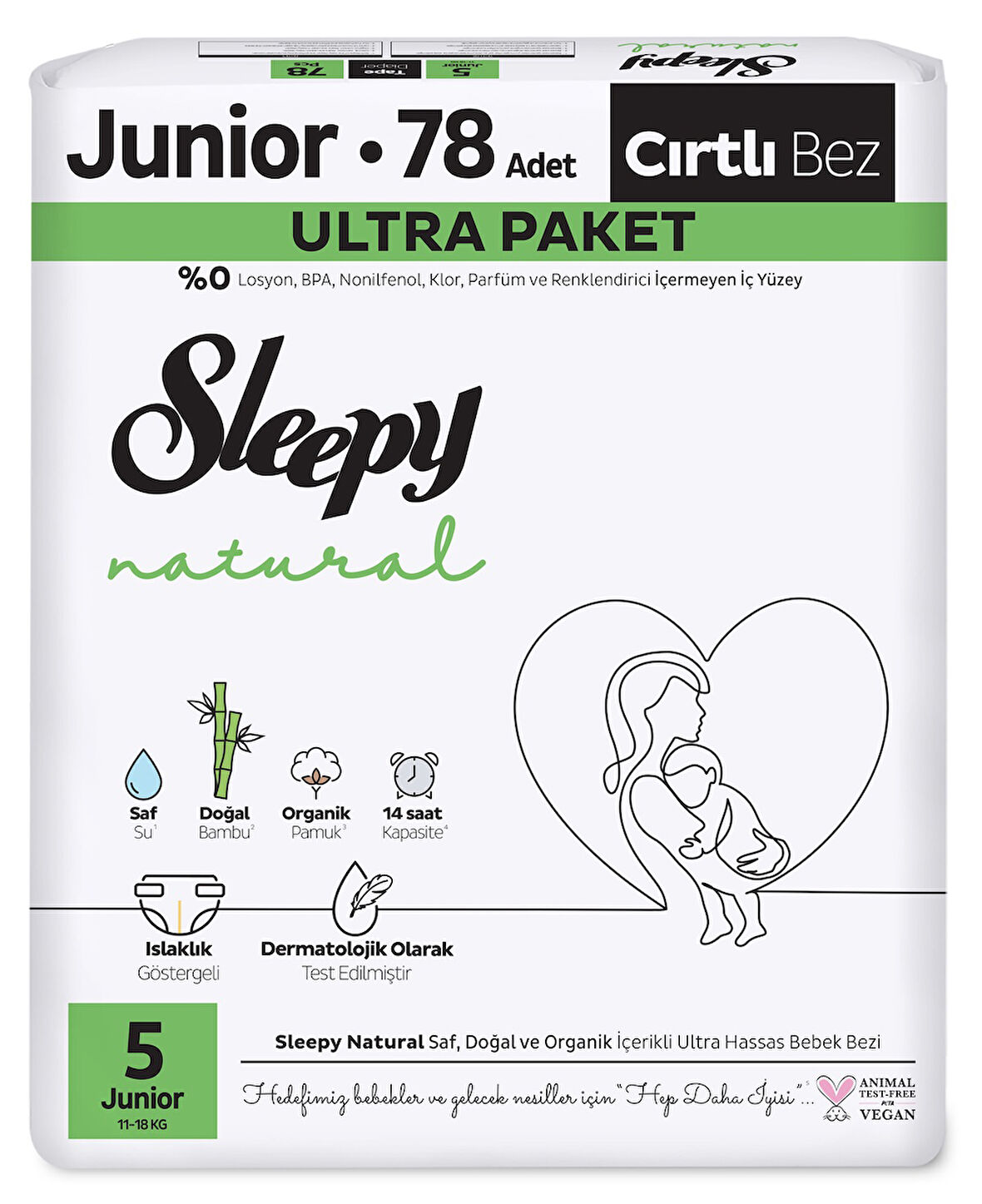 Sleepy Bebek Bezi Natural Beden:5 (11-18KG) Junior 78 Adet Ultra Pk