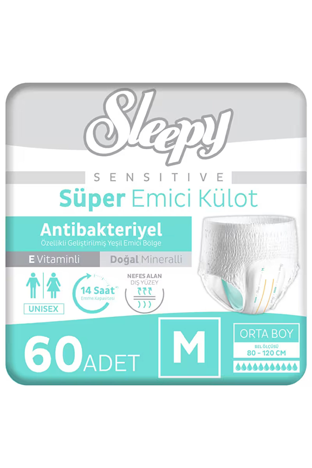 Sleepy Sensitive Antibakteriyel Emici Külot Medium 30x2 60 Adet