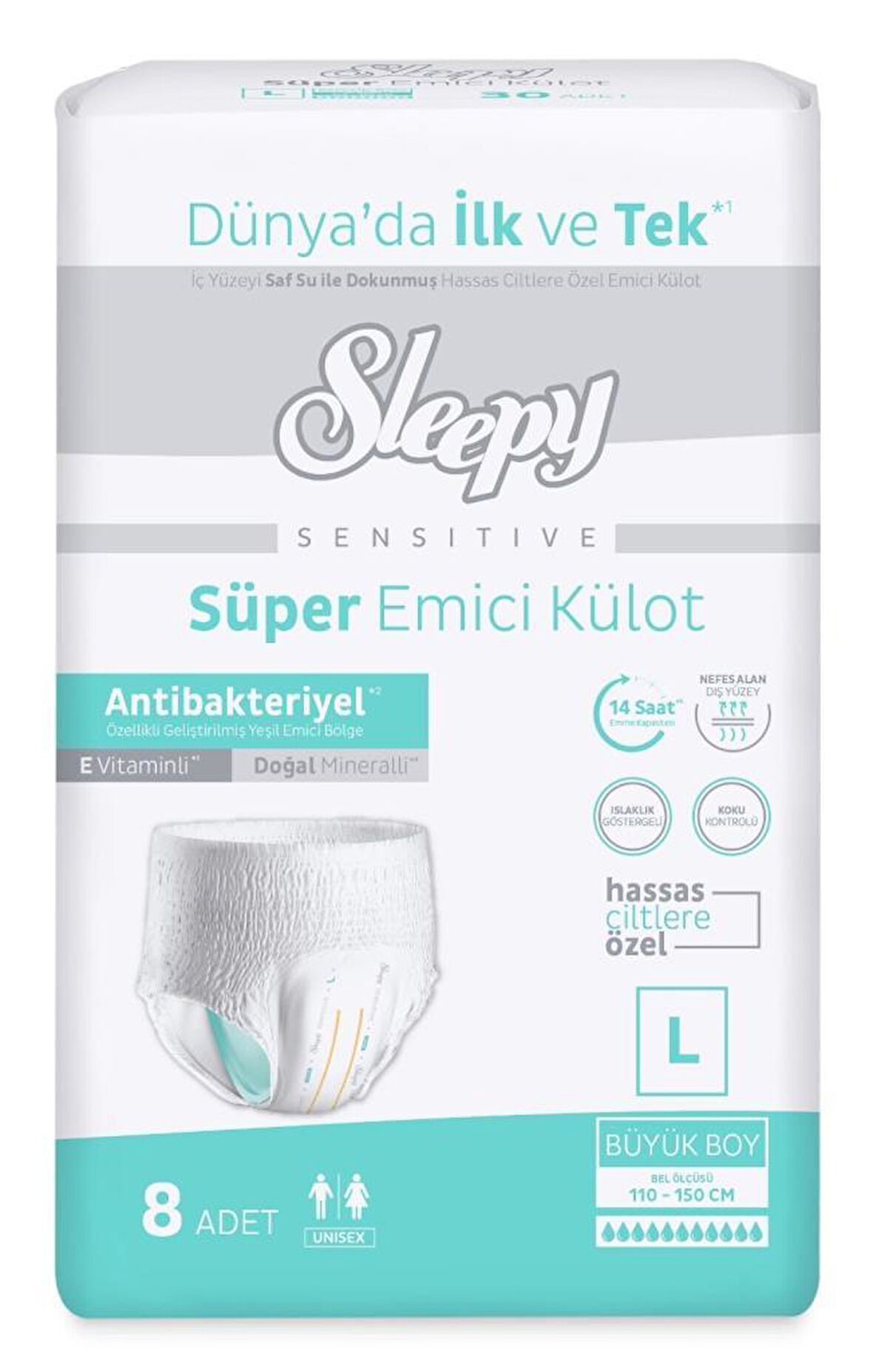 Sleepy Sensitive Süper Emici Külot Large 8 Adet