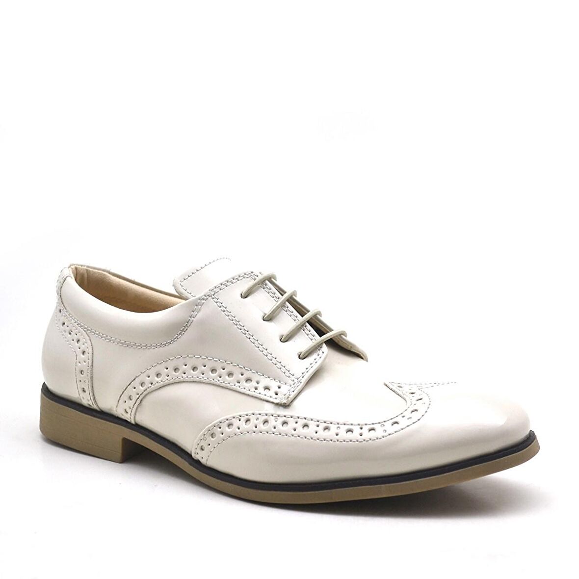 Krem Rugan Bağcıklı Fantazi Erkek Genç Ayakkabı