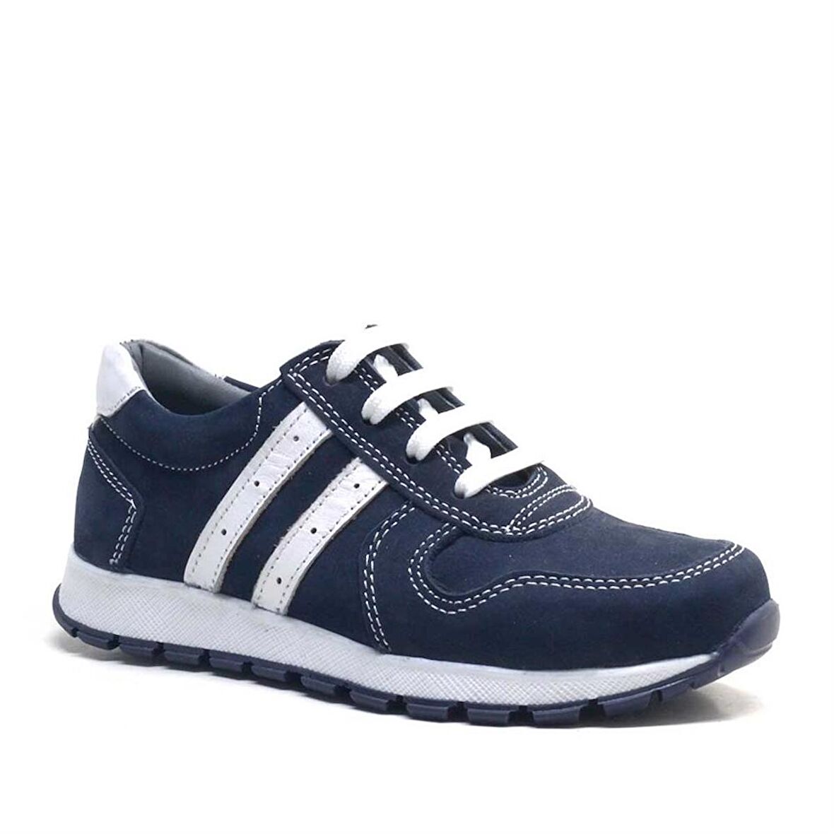 Hakiki Deri Lacivert Fermuarlı Erkek Çocuk Spor Okul Ayakkabı